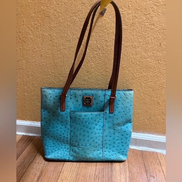 Dooney & Bourke Blue Ostrich Leather Tote Bag